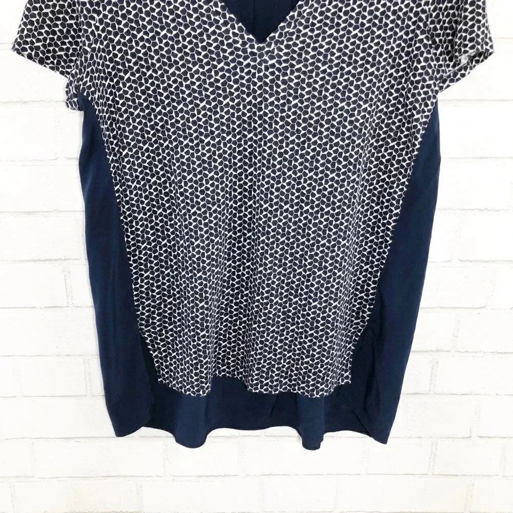 Tory Burch Navy Blue and White Teserra Blouse Shirt Size Small